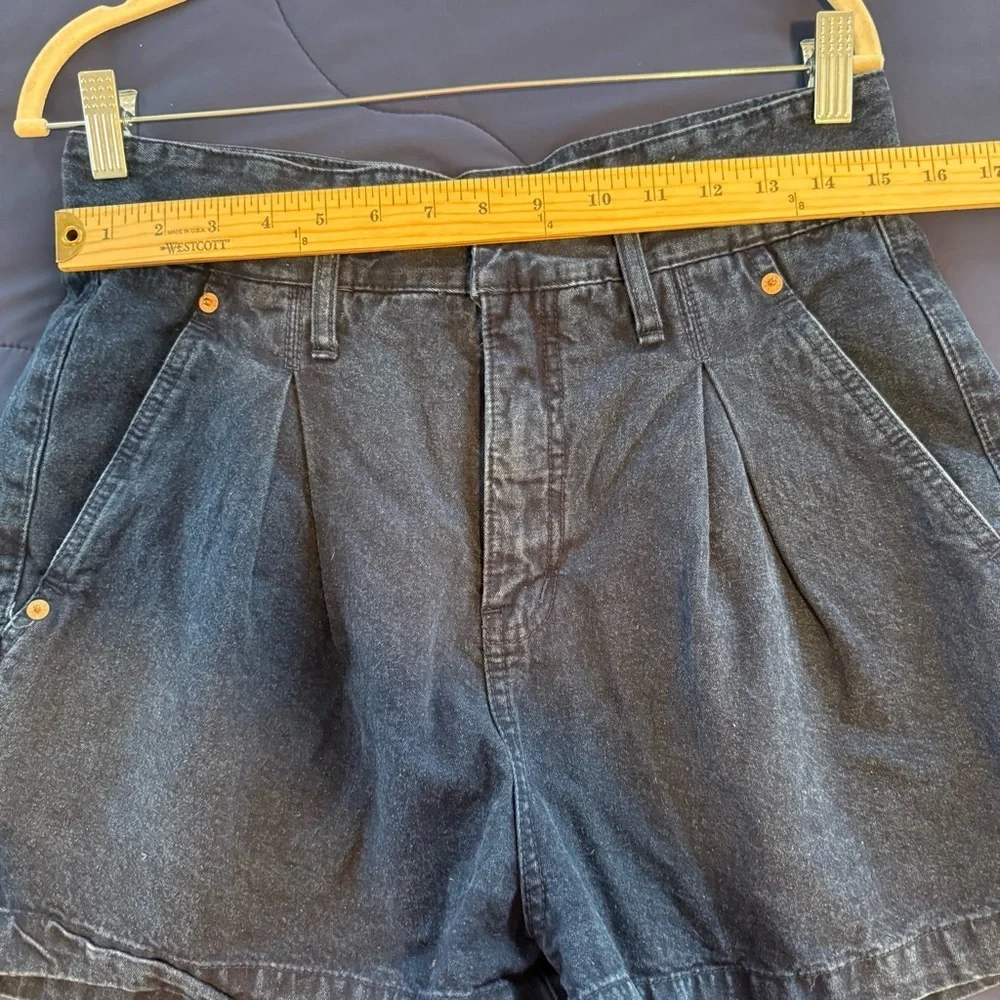 Vintage High Waist 100% Cotton Pleated Denim Women's Shorts, Size 13